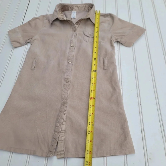 VTG Old Navy Girls Beige Short Sleeve Curderoy Button Up Dress Lightweight Sz 5 - Picture 6 of 7